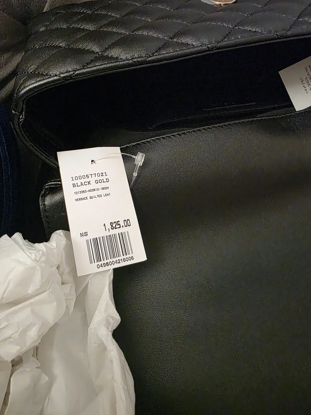 Versace Black Quilted Shoulder Bag with Gold Chain